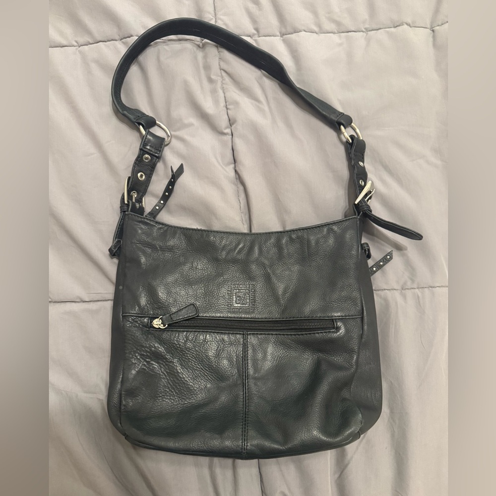 Stone Mountain Black All Leather Shoulder Bag